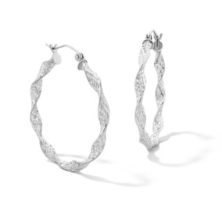 Sterling Silver Diamond-Cut Twist Hoops
