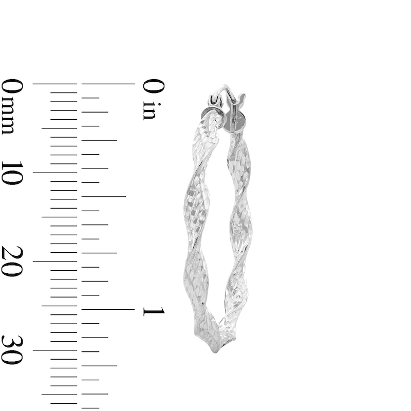 Main Image 3 of Sterling Silver Diamond-Cut Twist Hoops