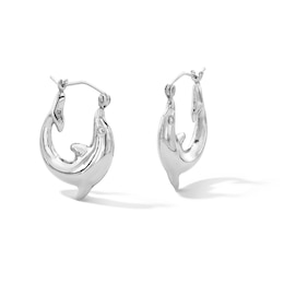 Sterling Silver Dolphin Hoops