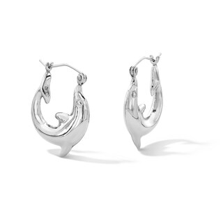 Sterling Silver Dolphin Hoops