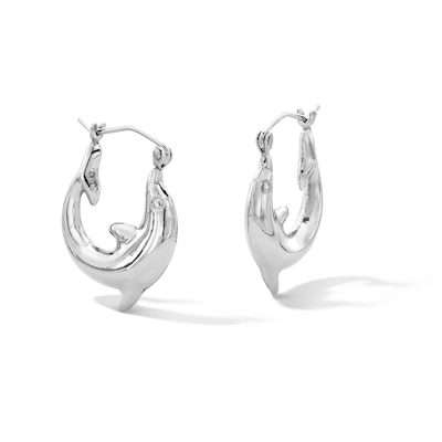 Sterling Silver Dolphin Hoops