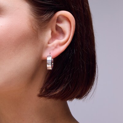 Sterling Silver Polished Wide Hoops