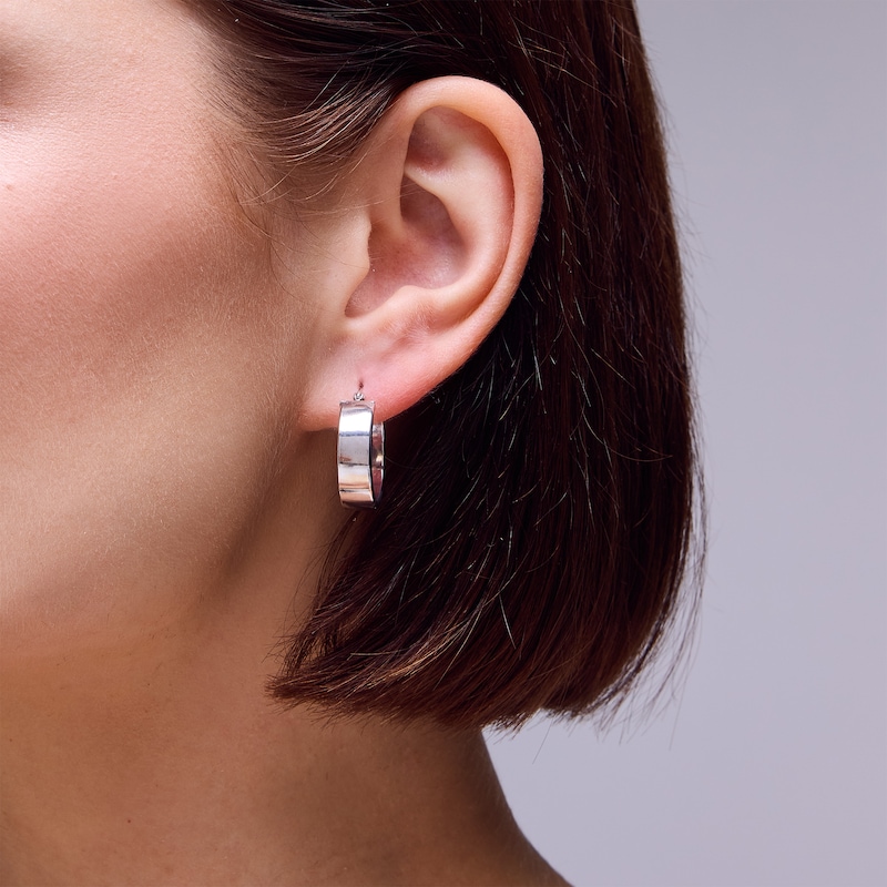 Main Image 2 of Sterling Silver Polished Wide Hoops