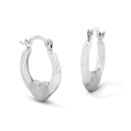 Sterling Silver Satin Heart Hoops