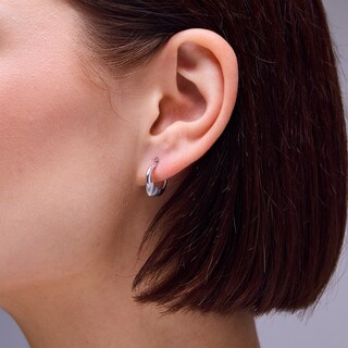 Sterling Silver Satin Heart Hoops