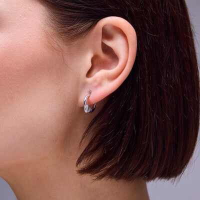 Sterling Silver Satin Heart Hoops