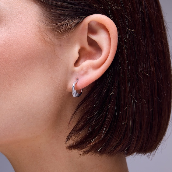 Sterling Silver Satin Heart Hoops