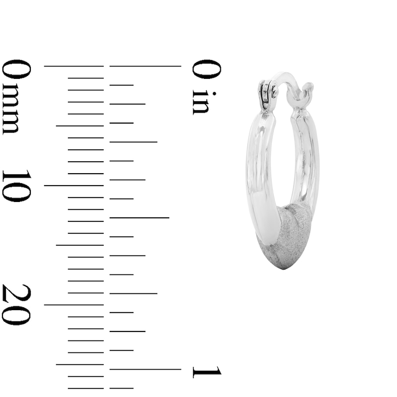 Sterling Silver Satin Heart Hoops