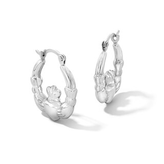 Hollow Sterling Silver Claddagh Hoops