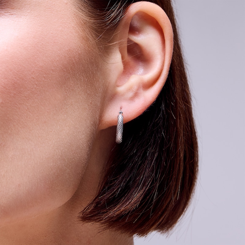 Main Image 2 of Sterling Silver Textured Hoops