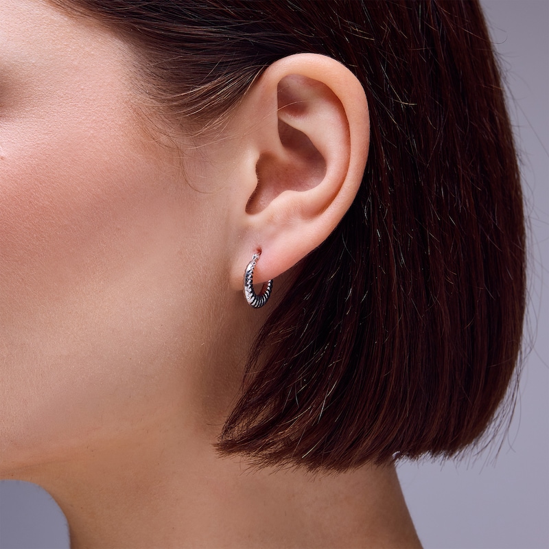 Main Image 2 of Sterling Silver Stamped Hoops