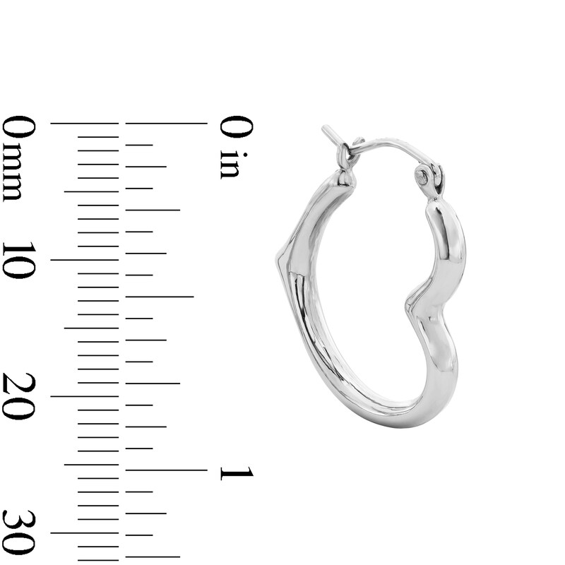 Main Image 3 of Sterling Silver Tilted Heart Shaped Hoops