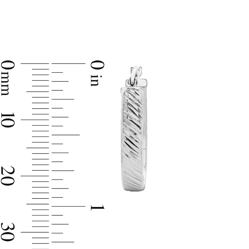 Main Image 3 of Sterling Silver Diamond-Cut Oval Hoops