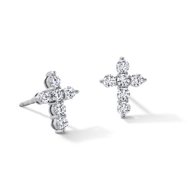 Sterling Silver CZ Cross Studs