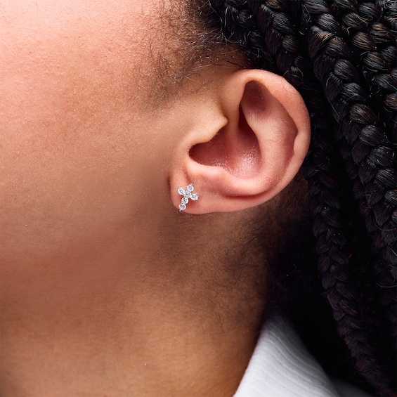 Sterling Silver CZ Cross Studs