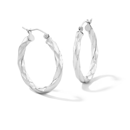 Sterling Silver Twisted Hinged Hoops