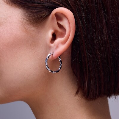 Sterling Silver Twisted Hinged Hoops