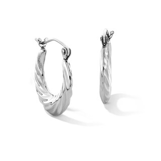 Sterling Silver Scalloped Hinged Hoops