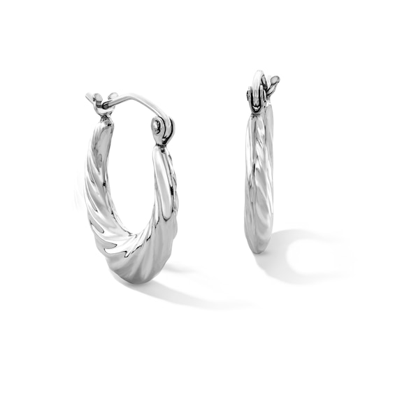 Sterling Silver Scalloped Hinged Hoops