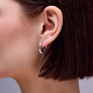 Sterling Silver Scalloped Hinged Hoops