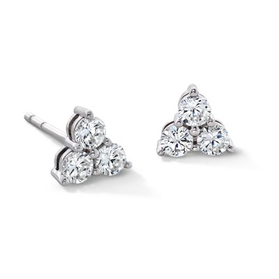 Sterling Silver CZ Tri Stone Cluster Studs