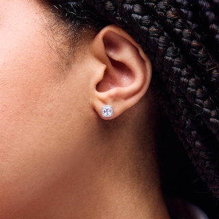 Sterling Silver CZ Square Halo Studs