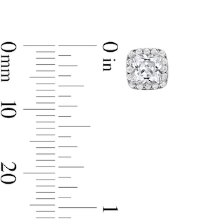 Sterling Silver CZ Square Halo Studs