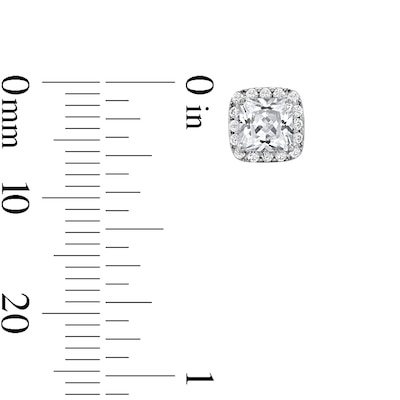 Sterling Silver CZ Square Halo Studs