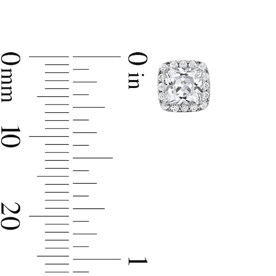 Sterling Silver CZ Square Halo Studs