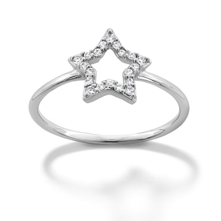 Sterling Silver CZ Star Ring - Size 7