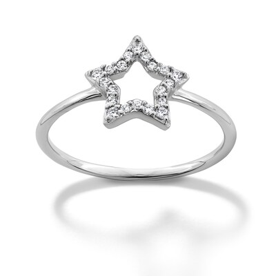 Sterling Silver CZ Star Ring - Size 7