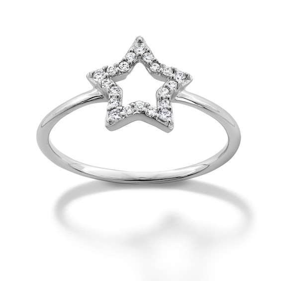 Sterling Silver CZ Star Ring - Size 7