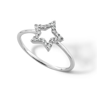 Sterling Silver CZ Star Ring - Size 7
