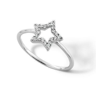 Sterling Silver CZ Star Ring - Size 7