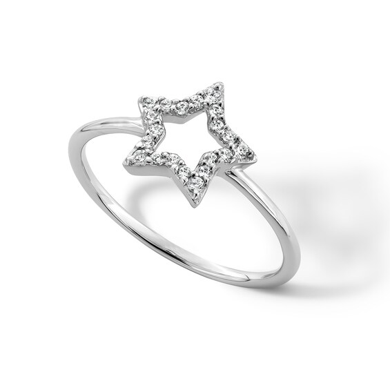 Sterling Silver CZ Star Ring - Size 7