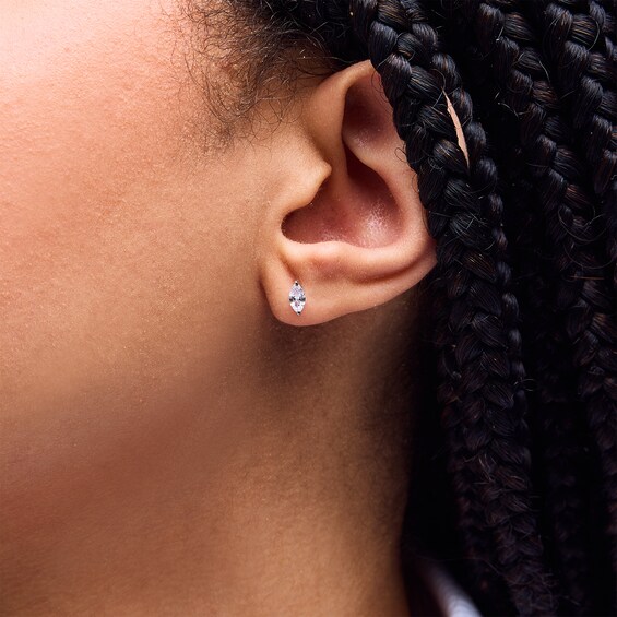 Sterling Silver CZ Marquise Studs