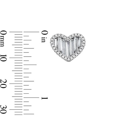 Sterling Silver Cz Baguette Heart Studs