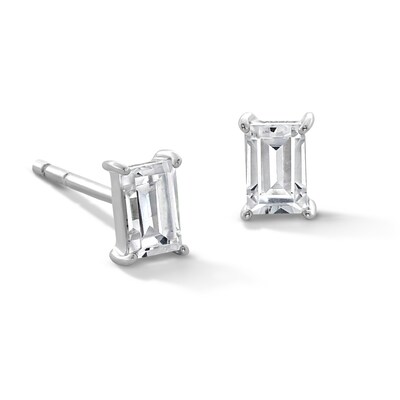 Sterling Silver CZ Baguette Studs