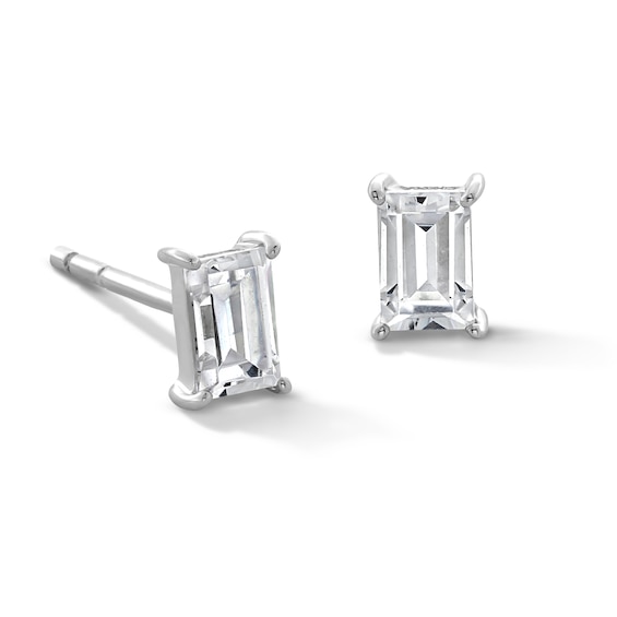 Sterling Silver CZ Baguette Studs