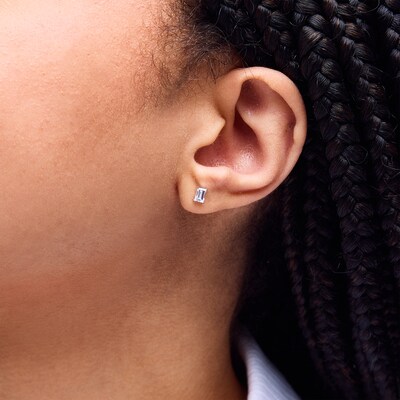 Sterling Silver CZ Baguette Studs
