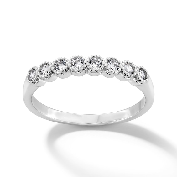 Solid Sterling Silver CZ Bezel Ring - Size 7