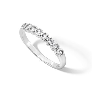 Solid Sterling Silver CZ Bezel Ring - Size 7