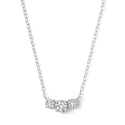 Sterling Silver CZ Round Trio Pendant - 16" + 2"
