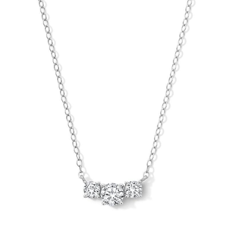Sterling Silver CZ Round Trio Pendant - 16" + 2"