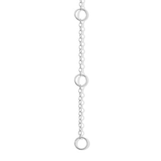 Sterling Silver CZ Hearts Cable Chain Bracelet - 8"