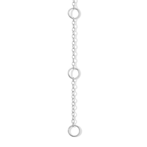 Sterling Silver CZ Hearts Cable Chain Bracelet - 8"