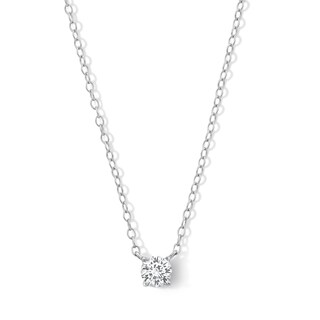 Sterling Silver CZ Solitaire Pendant - 16" + 2"