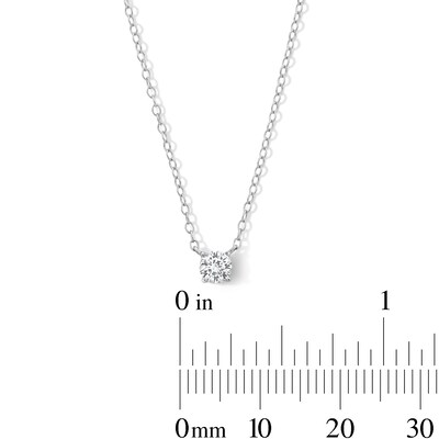 Sterling Silver CZ Solitaire Pendant - 16" + 2"