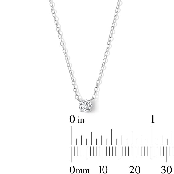 Sterling Silver CZ Solitaire Pendant - 16" + 2"