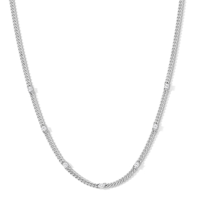 Sterling Silver CZ Curb Chain - 16" + 2"